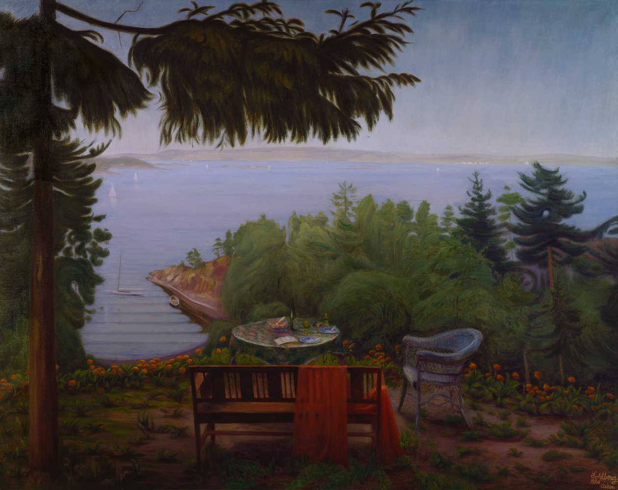 Oslo fiyordunda yaz akşamı by Harald Oscar Sohlberg