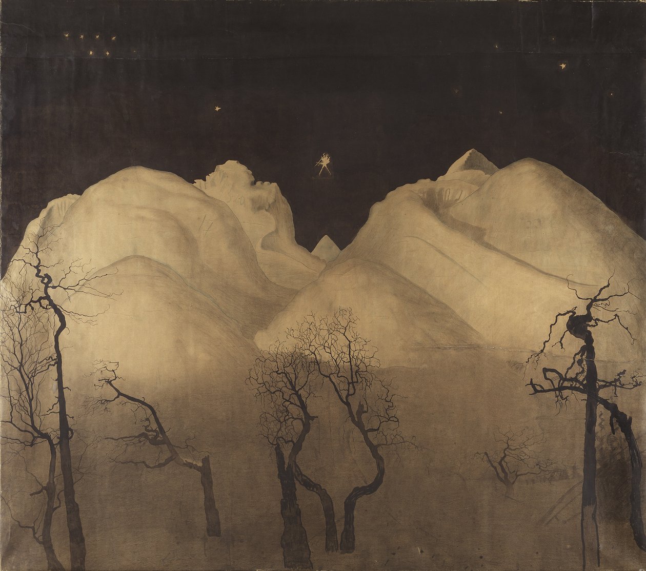 Dağlarda Kış Gecesi. çalışma, 1902-2 by Harald Oscar Sohlberg