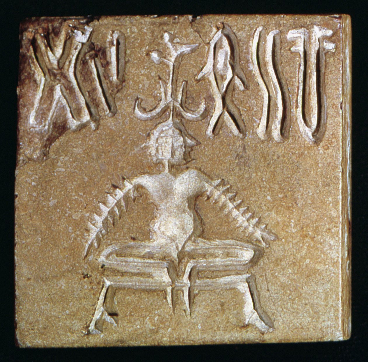 Mohenjo-Daro, İndus Vadisi, Pakistan, 3000-1500 MÖ 162902 taş detayından mitolojik bir hayvanı betimleyen mühür by Harappan