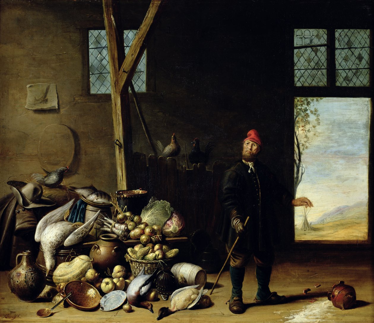 Bir İç Mekanda Köylü veya Natürmortlu Mutfak by Harmen van Steenwyck