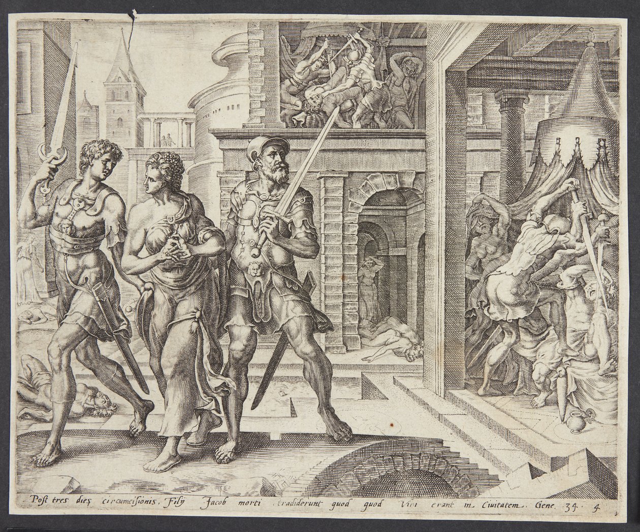 Dinah, Simeon ve Levi tarafından eve götürüldü by Harmen Jansz. Muller
