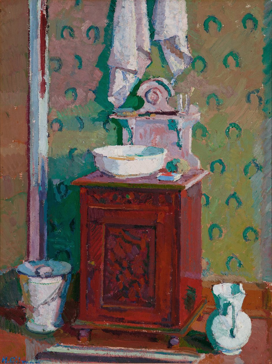 Bir lavabo ile iç by Harold Gilman