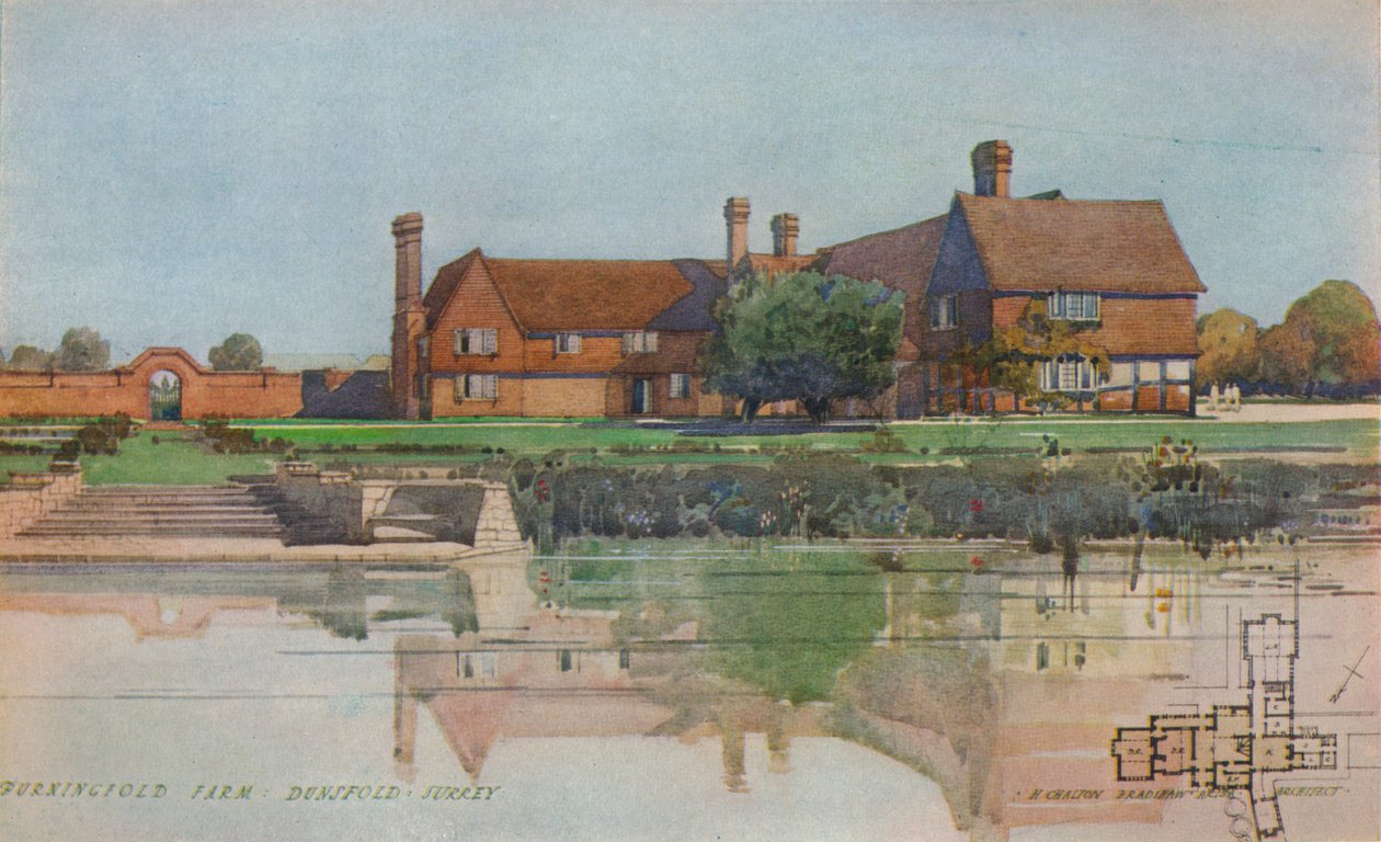 Burningfold Çiftliği, Dunsfold, Surrey, c1923 by Harold Chalton Bradshaw