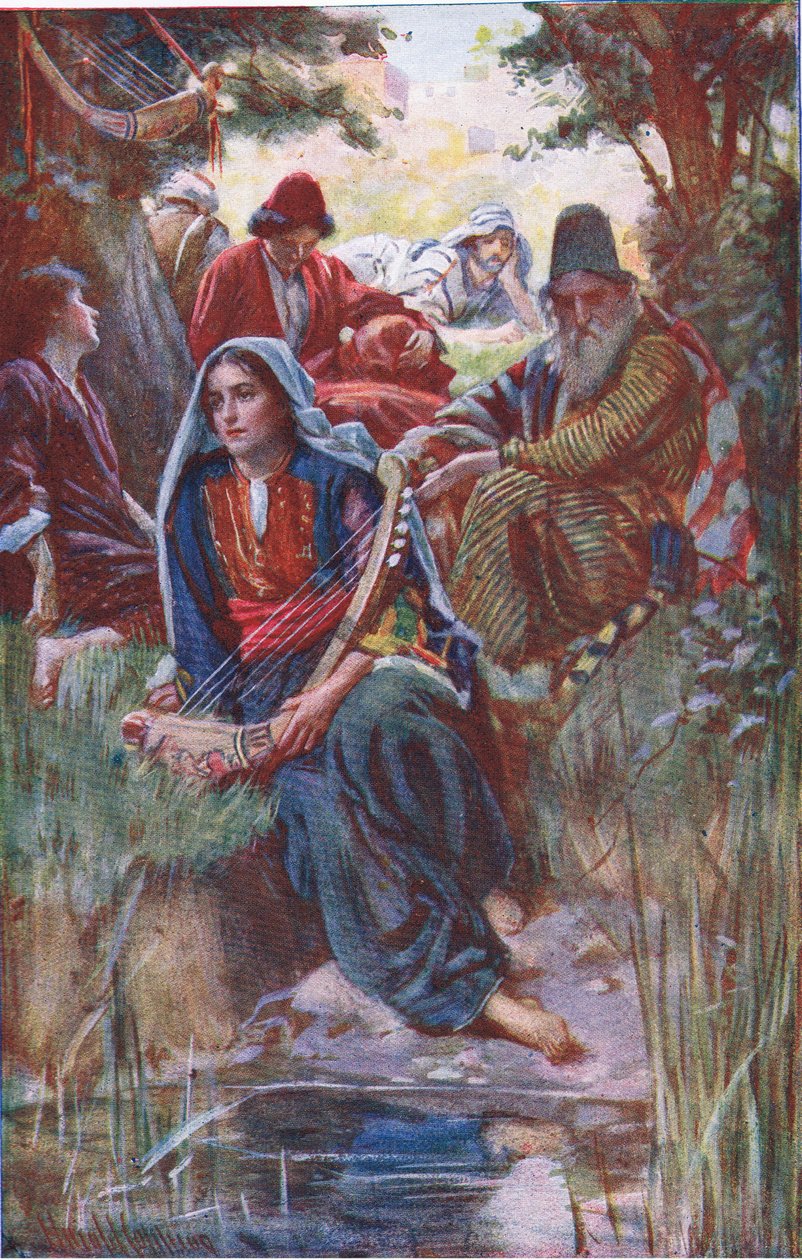 Babil nehirleri kıyısında, Taç Dizisini Öğreten Resimlerden bir örnek, 1920 by Harold Copping