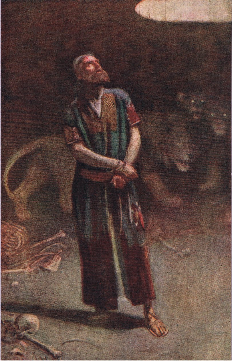 Daniel aslanlar ininde, Taç Serisini Öğreten Resimlerden bir örnek , 1920 by Harold Copping
