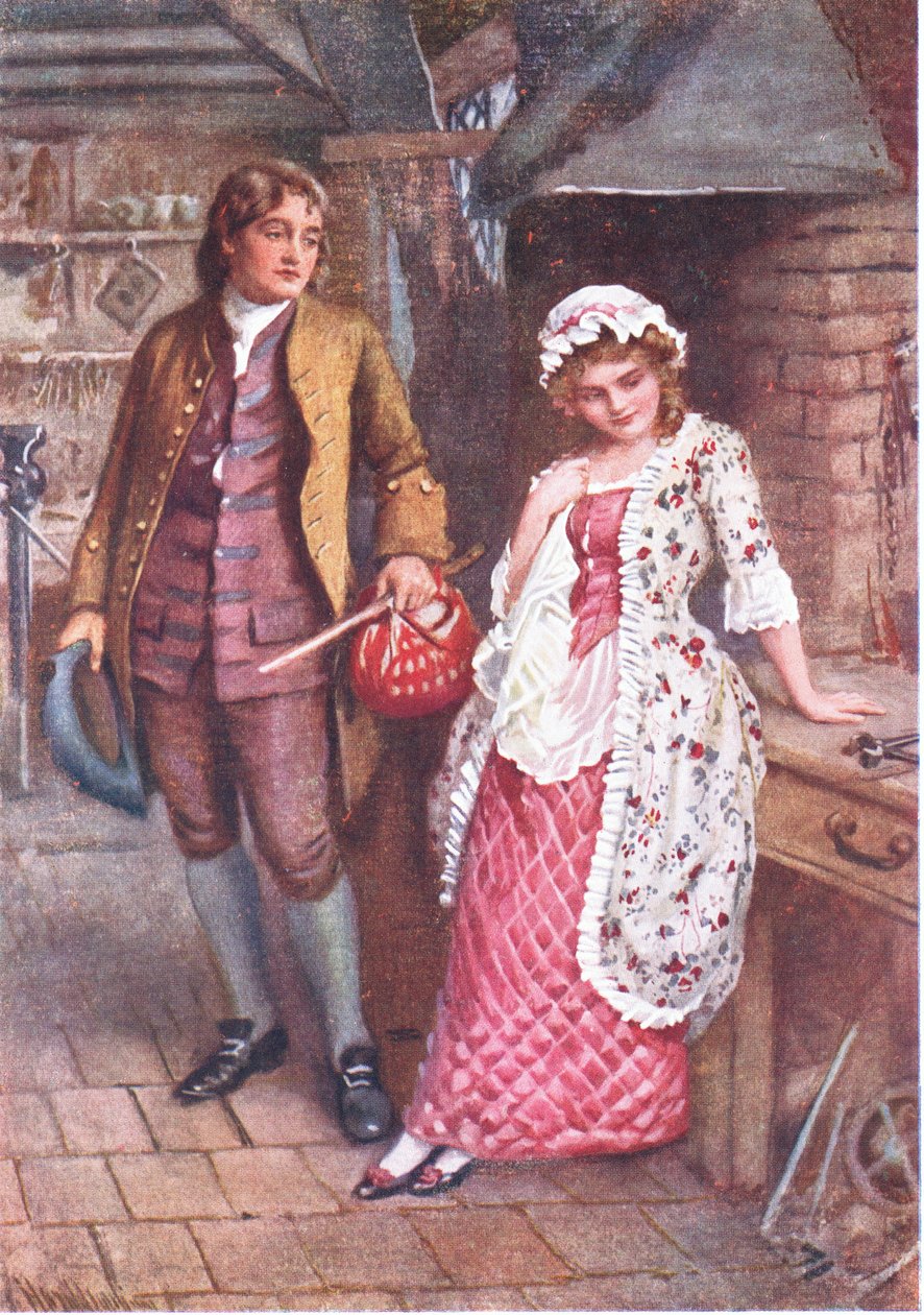 Joe Willet ve Dolly Varden, B.W. mat by Harold Copping