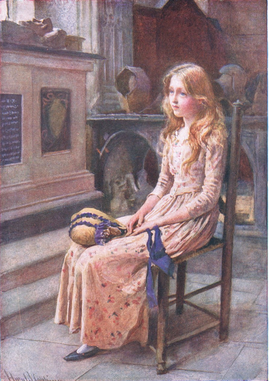 Eski Kilisedeki Küçük Nell, B.W. mat by Harold Copping