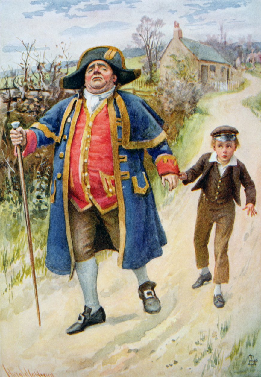 Bay Bumble ve Oliver Twist, BW Matz tarafından derlenen 'Dickens'tan Karakter Eskizleri' için illüstrasyon, 1924 by Harold Copping