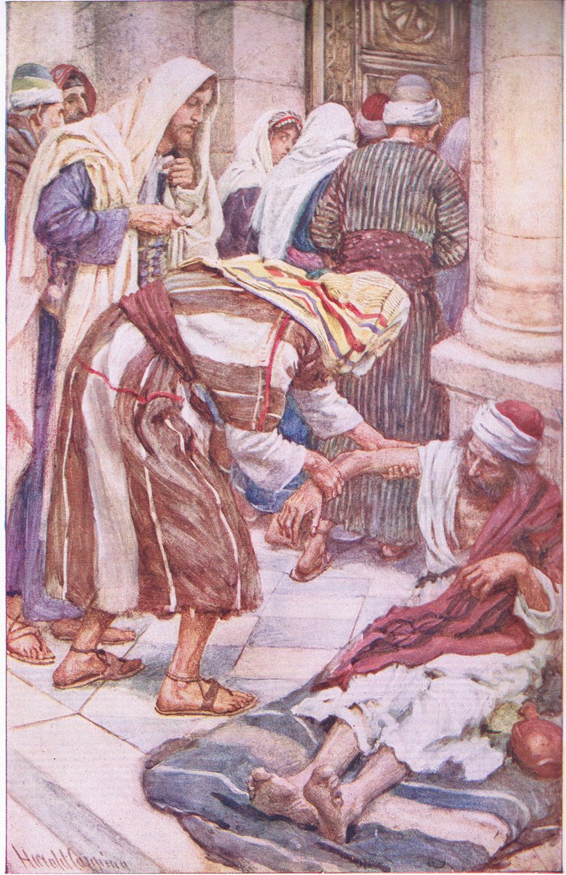 Peter ve Jacob güzel kapıda, Taç Serisini Öğreten Resimlerden bir örnek, 1920 by Harold Copping