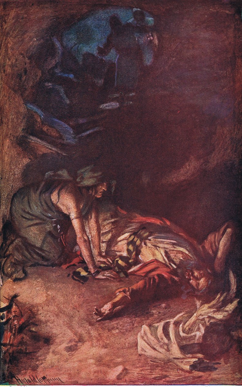 Saul ve cadı, Taç Serisini Öğreten Resimlerden bir örnek, 1920 by Harold Copping