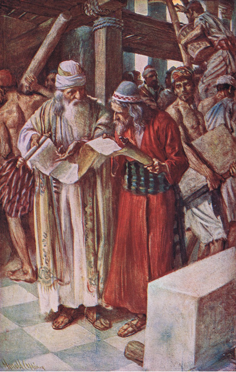 Kitabın bulunuşu, Taç Dizisini Öğreten Resimlerden bir örnek, 1920 by Harold Copping