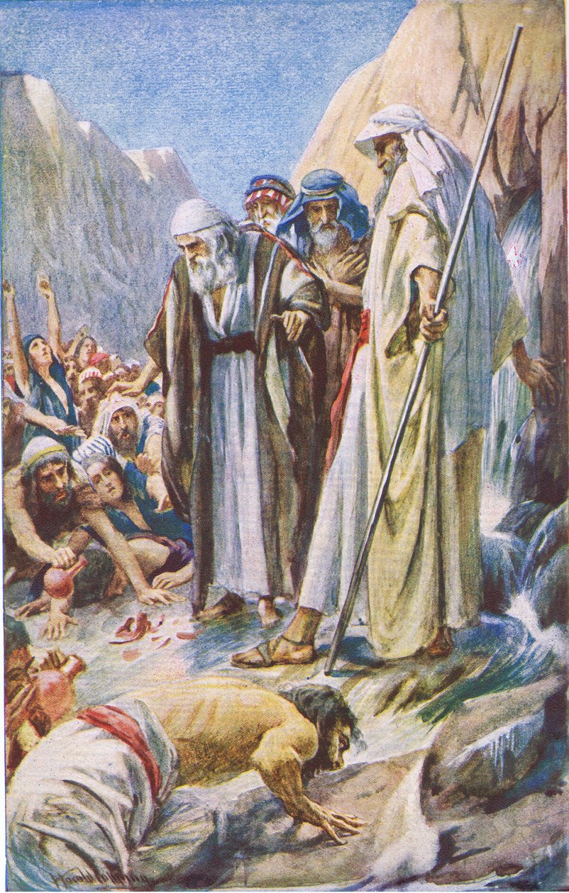 Kayanın dövülmesi, Taç Serisini Öğreten Resimlerden bir örnek, 1920 by Harold Copping