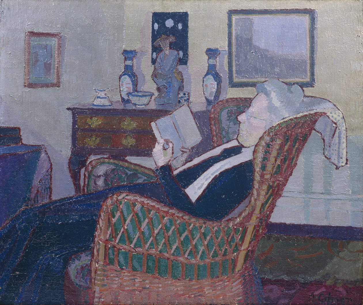 Sanatçının Annesiyle İç Mekan 1917-18 (tuval üzerine yağlı boya) by Harold Gilman