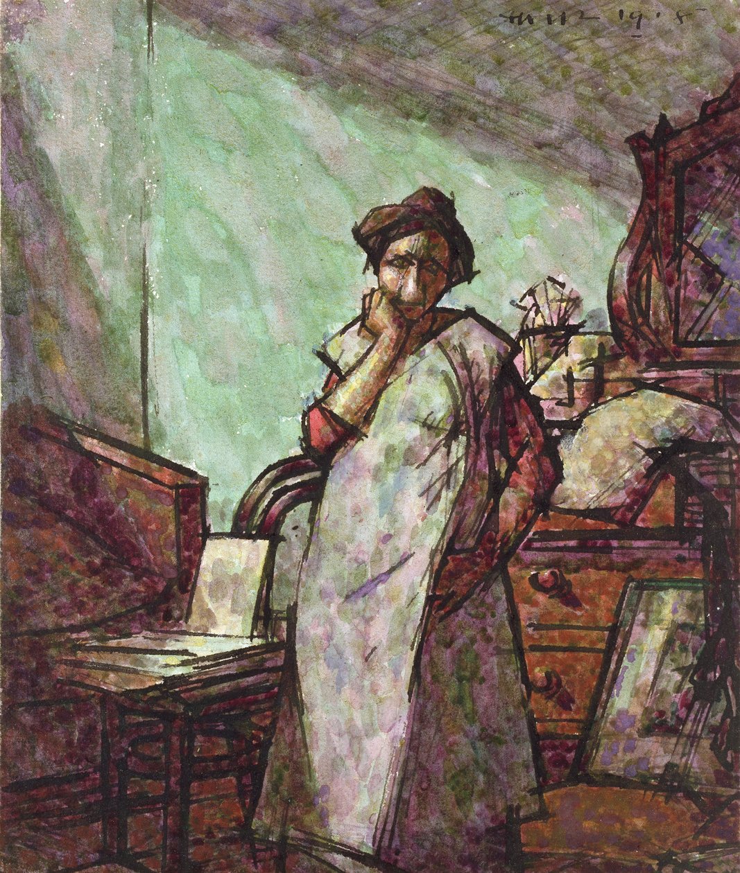 Bir Genel içinde Bayan Mounter ile İçişleri, 1 Aralık 1918 by Harold Gilman
