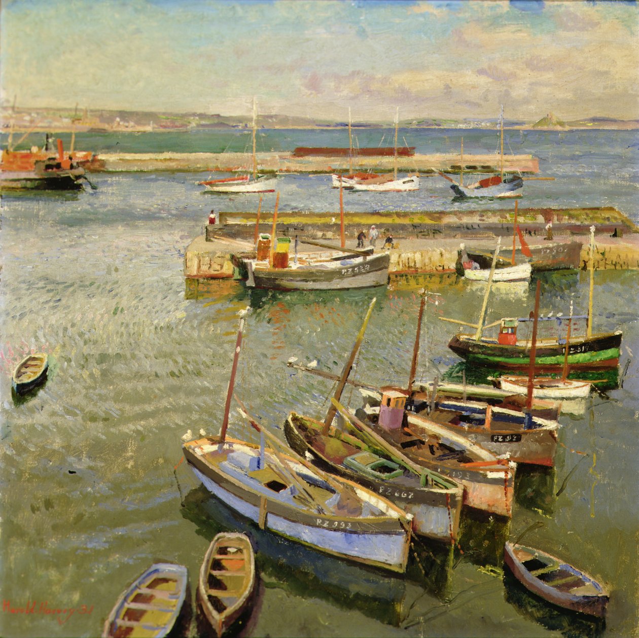Tekneler, Newlyn Limanı by Harold Harvey