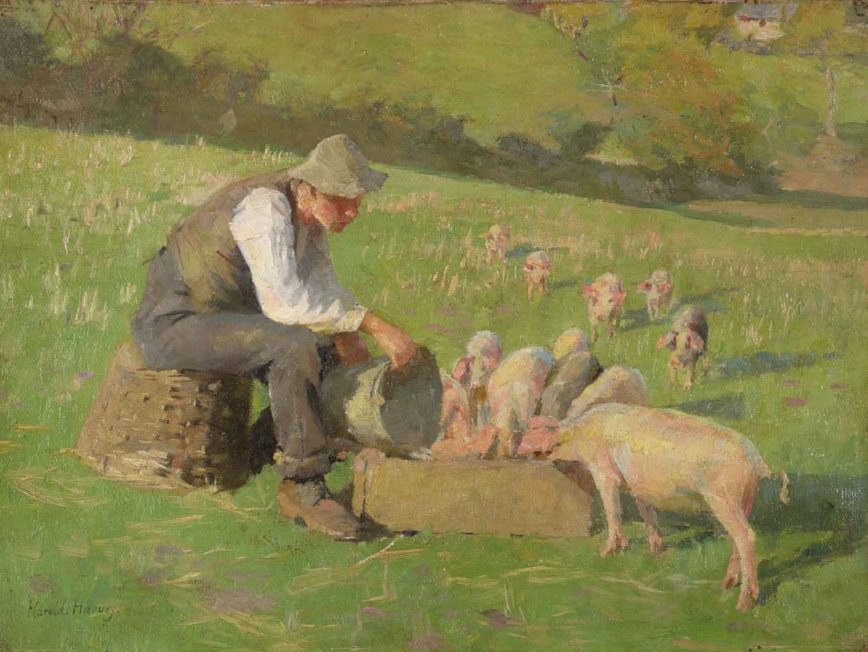 Besleme Süresi (tuval üzerine yağlı boya) by Harold Harvey
