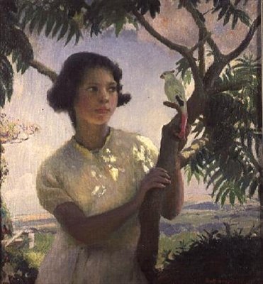 Oyuncak Papağanlı Kız by Harold Harvey