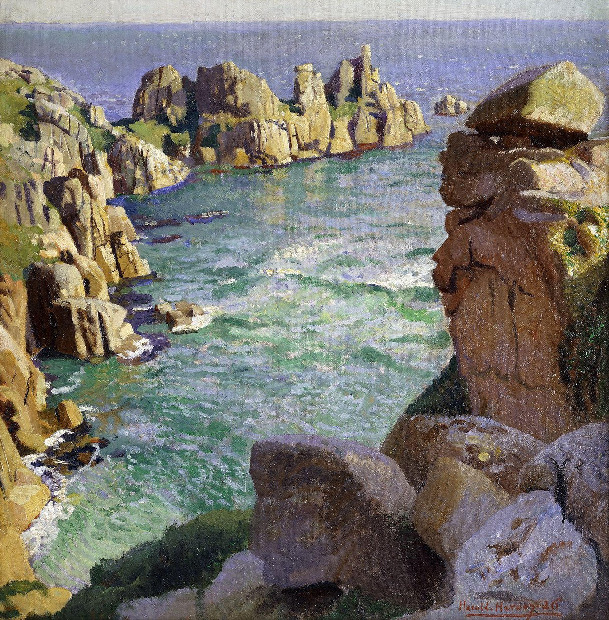 Logans Kayası, Porthcurno Plajı, Cornwall by Harold Harvey