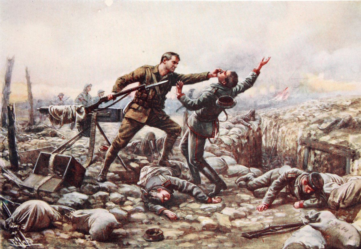 Er J. Boyd, tek başına bir makineli tüfek yakalar by Harold Hume Piffard