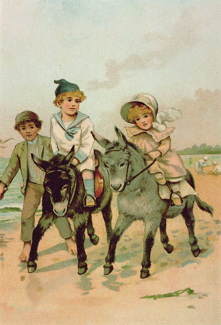 Deniz Kenarında Eşeğe Binen Çocuklar by Harriet M. Bennett