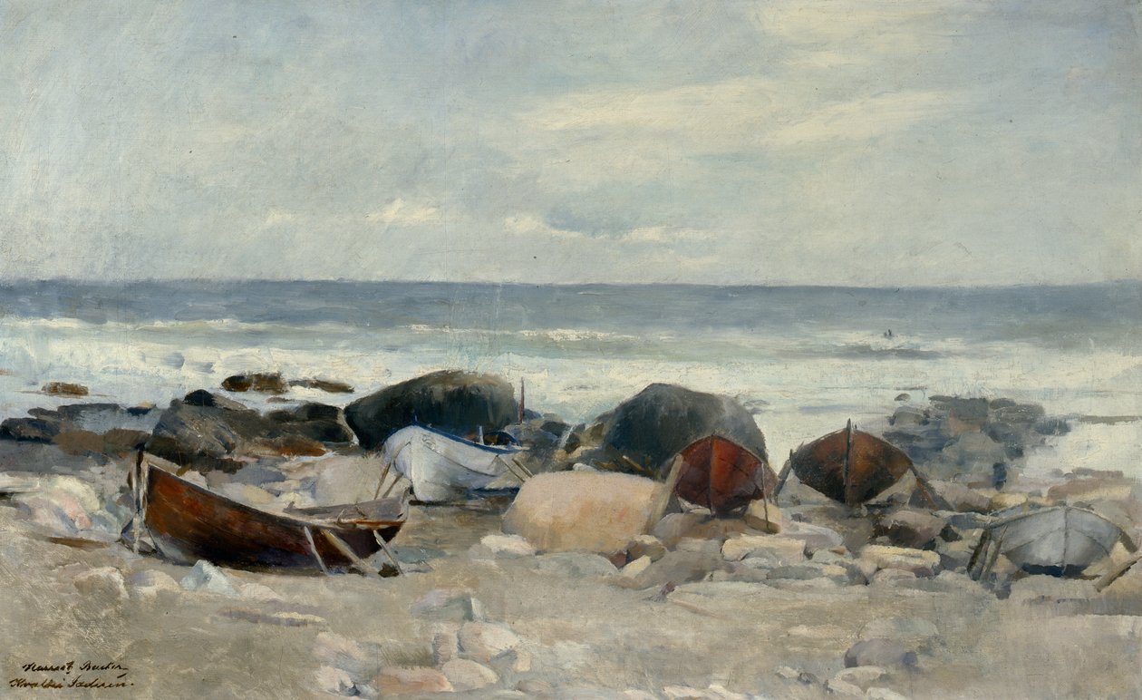 Sahilde tekneler, Jæren by Harriet Backer