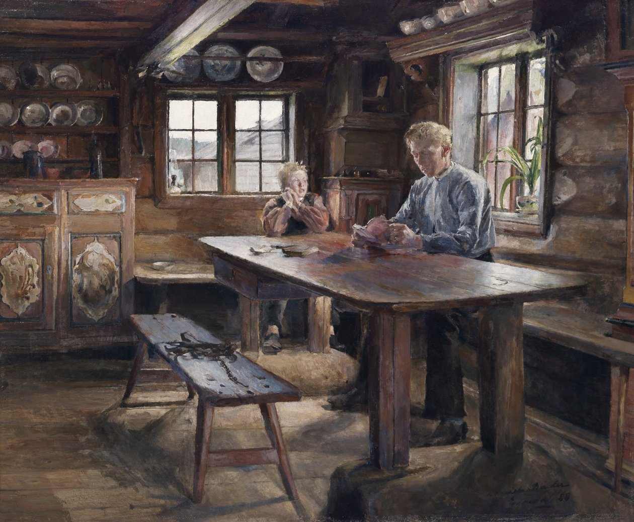 İç mekan, ev ödevi by Harriet Backer