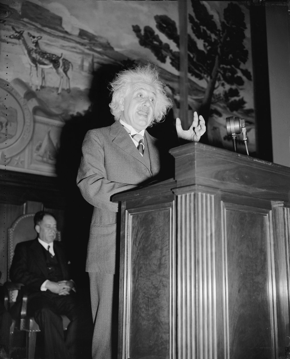 Albert Einstein konuşuyor, 1940 dolayları (s/b fotoğraf) by Harris & Ewing