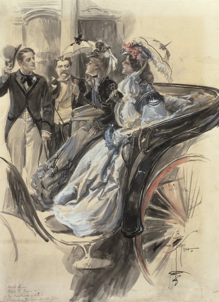 Carriage Ride, 1904 (karton üzerine wc, guaj ve kurşun kalem) by Harrison Fisher