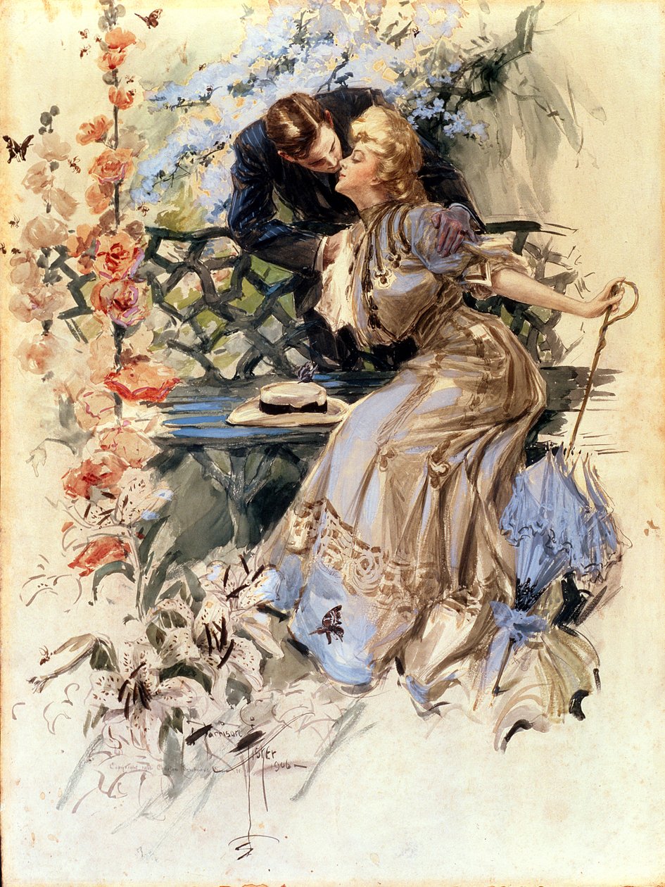 Nişan Günleri, 1906 (kağıt üzerinde wc) by Harrison Fisher