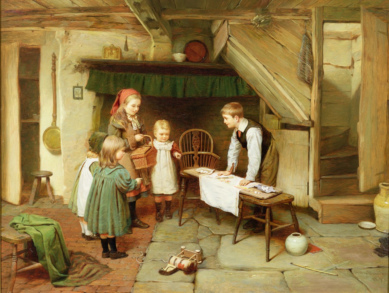 Tatlı Dükkanına Bir Ziyaret (tuval üzerine yağlı boya) (ayrıca bkz. 17194) by Harry Brooker
