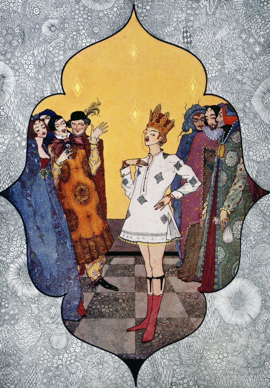 İmparatorun yeni kıyafetleri, Hans Christian Andersen (1805-1875) tarafından peri masalı, Harry Clarke (1890-1931) tarafından çizim by Harry Clarke