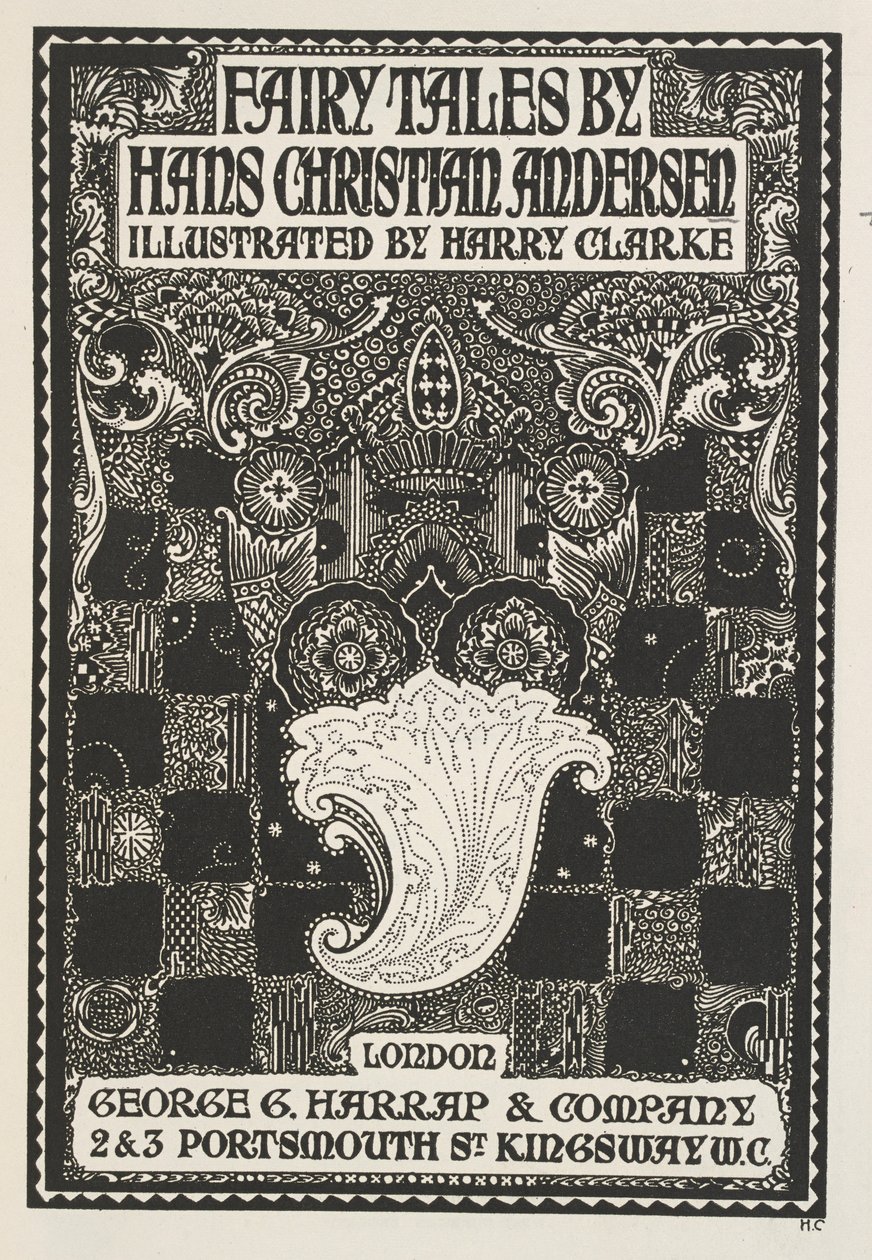 Semboller ve kareler içeren resimli başlık sayfası. by Harry Clarke