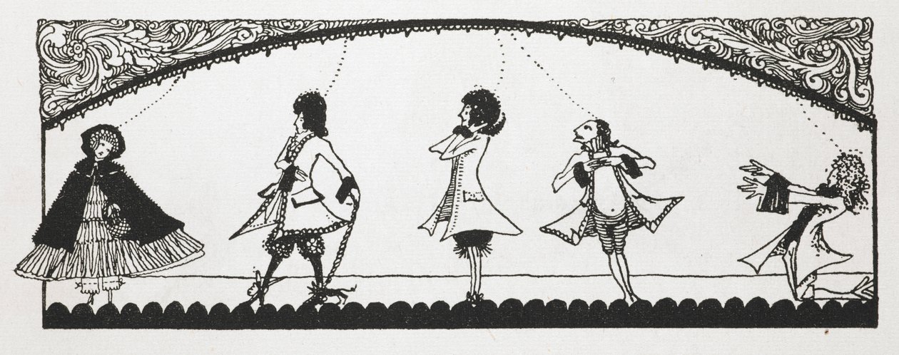 Hikayenin illüstrasyonu, 'Kırmızı Başlıklı Kız'. by Harry Clarke