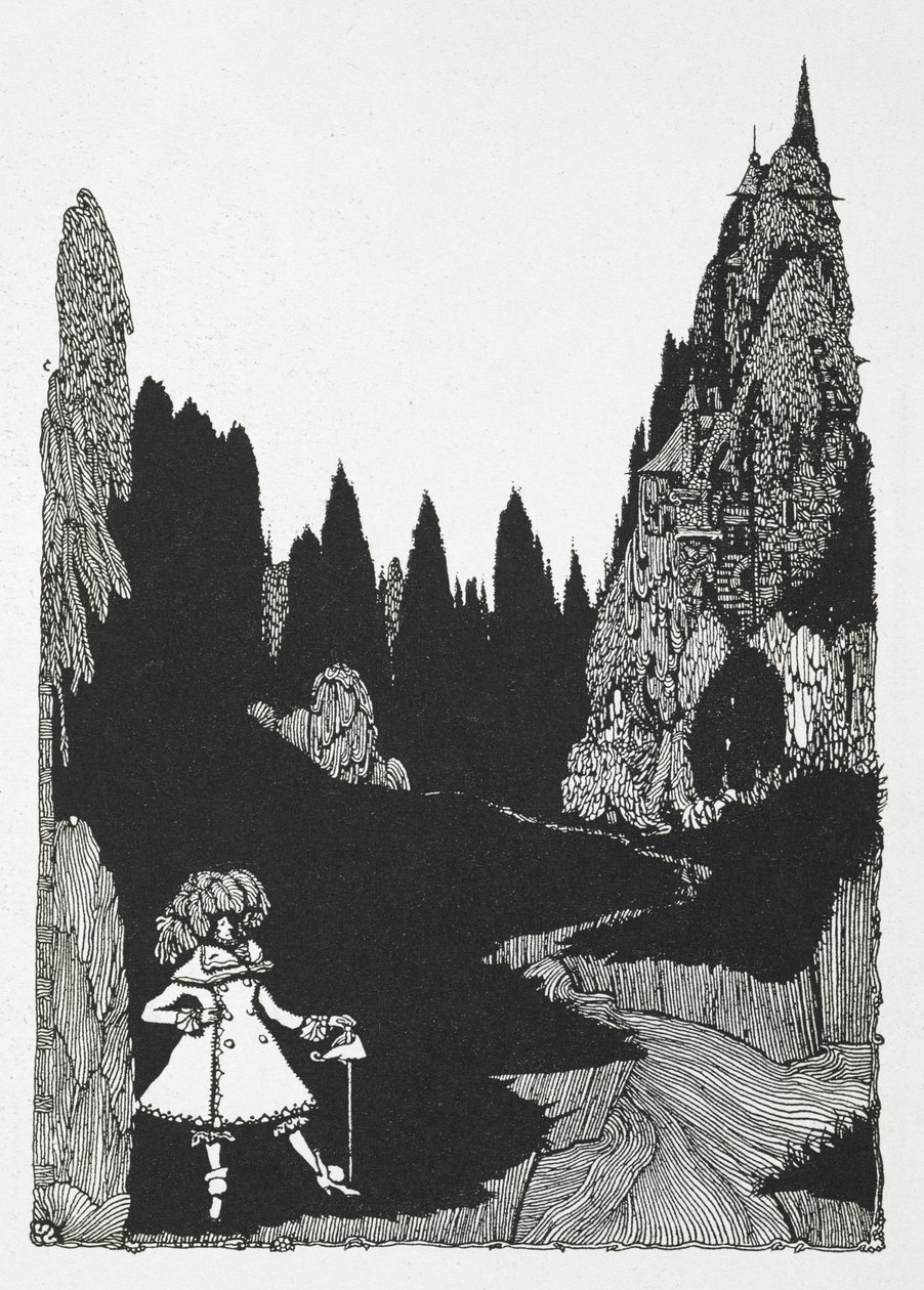 Hikayenin illüstrasyonu, 'küçük başparmak'. by Harry Clarke