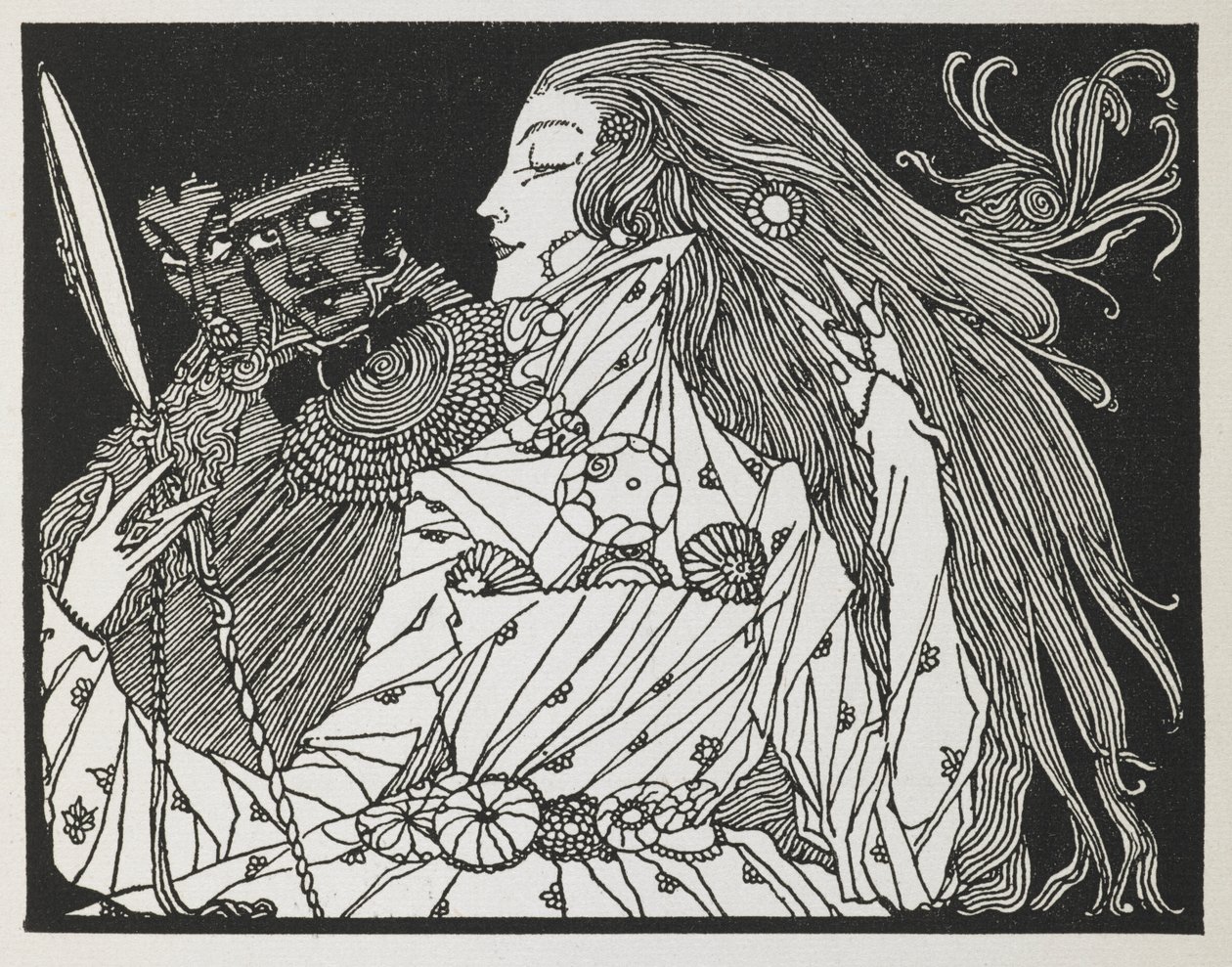 Hikayenin illüstrasyonu, 'saçma dilekler'. by Harry Clarke