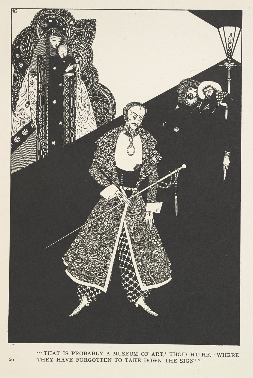 Talih Galoşları. "Muhtemelen bir Sanat Müzesi," diye düşündü, "tabelayı indirmeyi unutmuşlar." by Harry Clarke