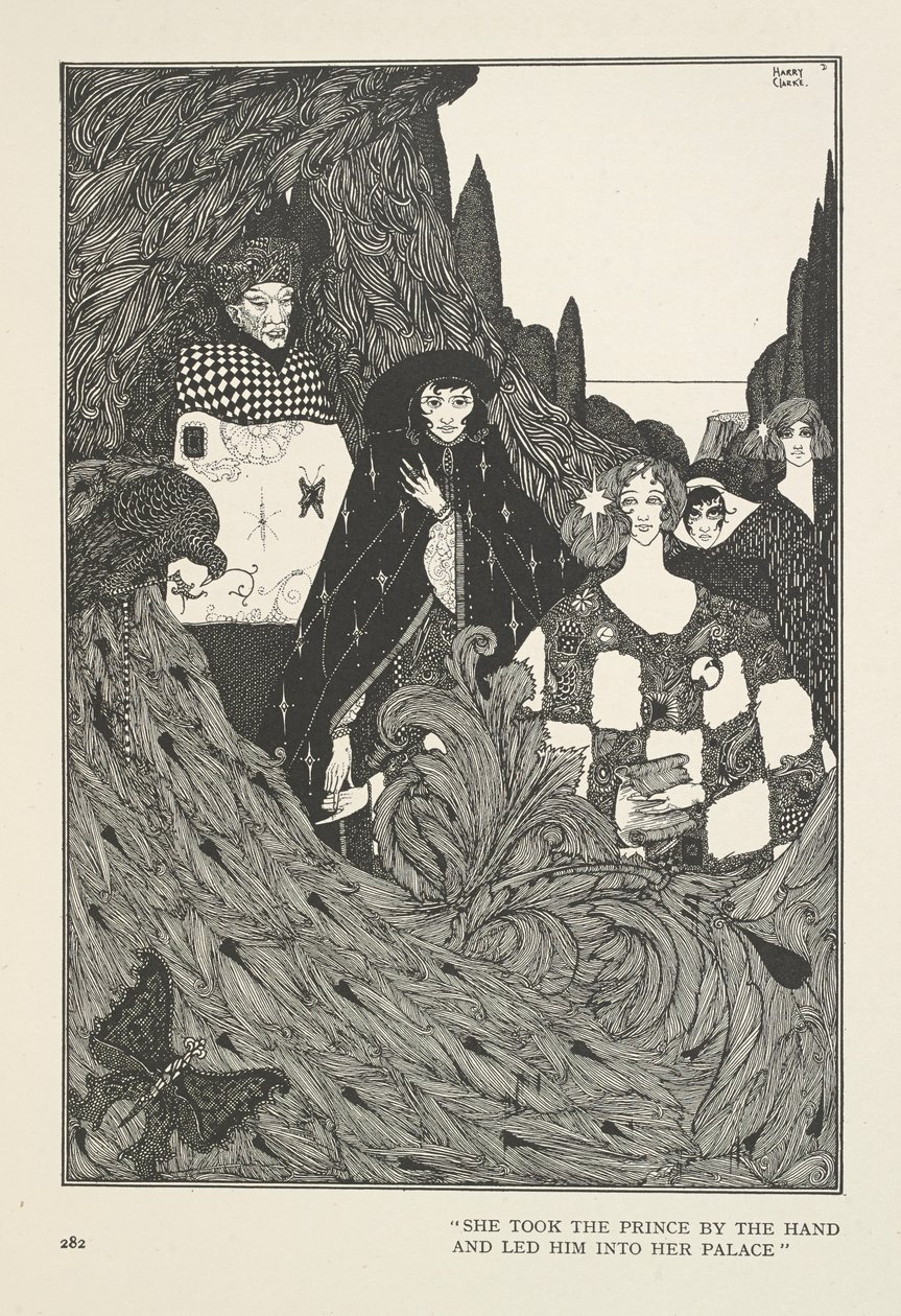 Cennet Bahçesi. Prensin elinden tuttu ve onu sarayına götürdü. by Harry Clarke