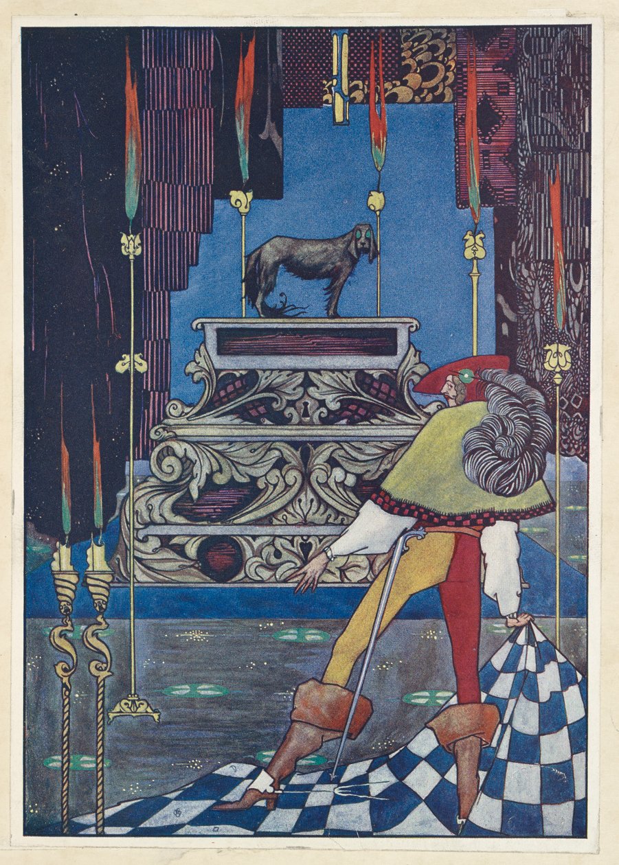 Tinder Box Çay fincanı kadar büyük gözleri olan köpek orada oturuyordu. by Harry Clarke