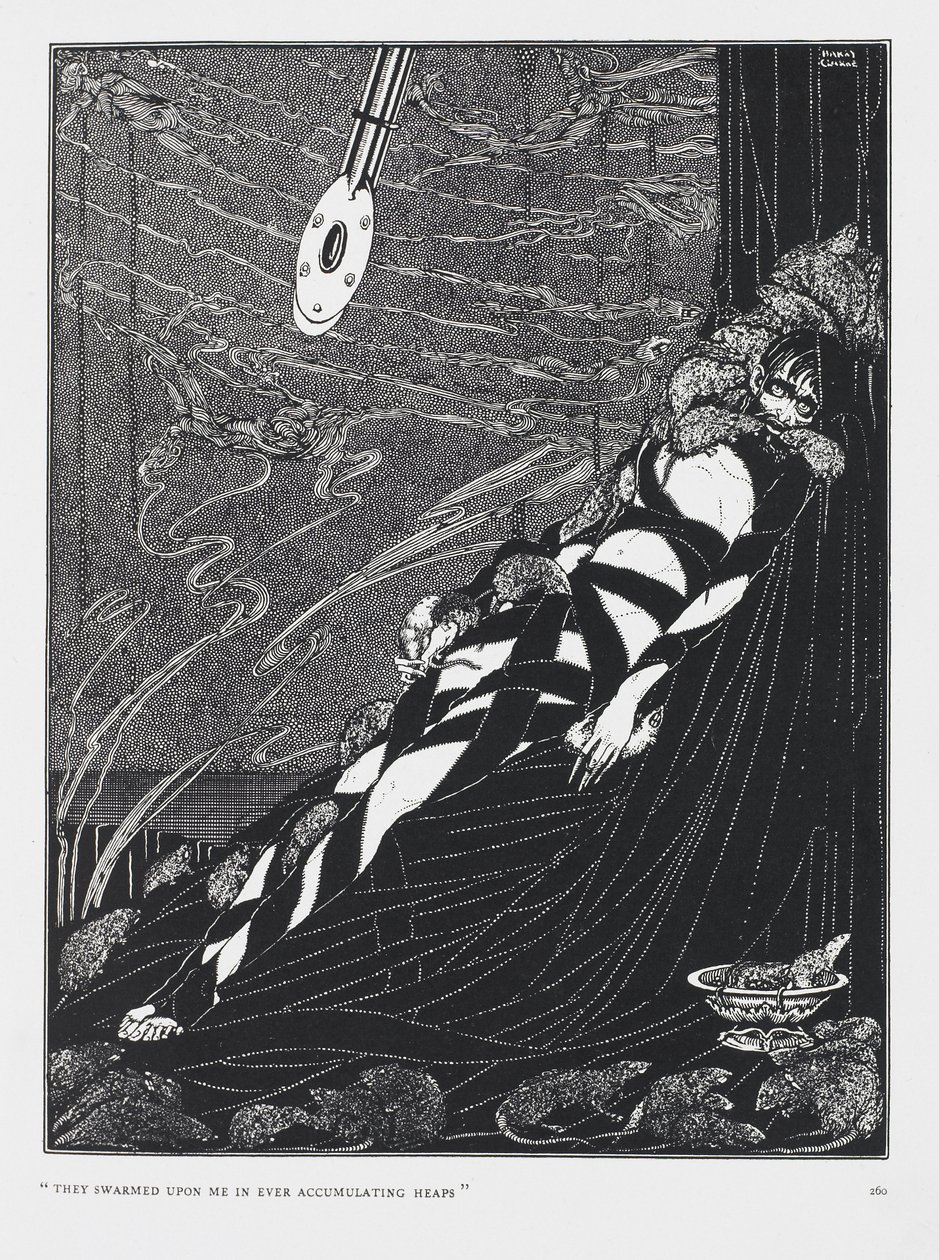 Sürekli biriken yığınlar halinde üzerime üşüştüler. Çukur ve Sarkaç hikayesinden. by Harry Clarke