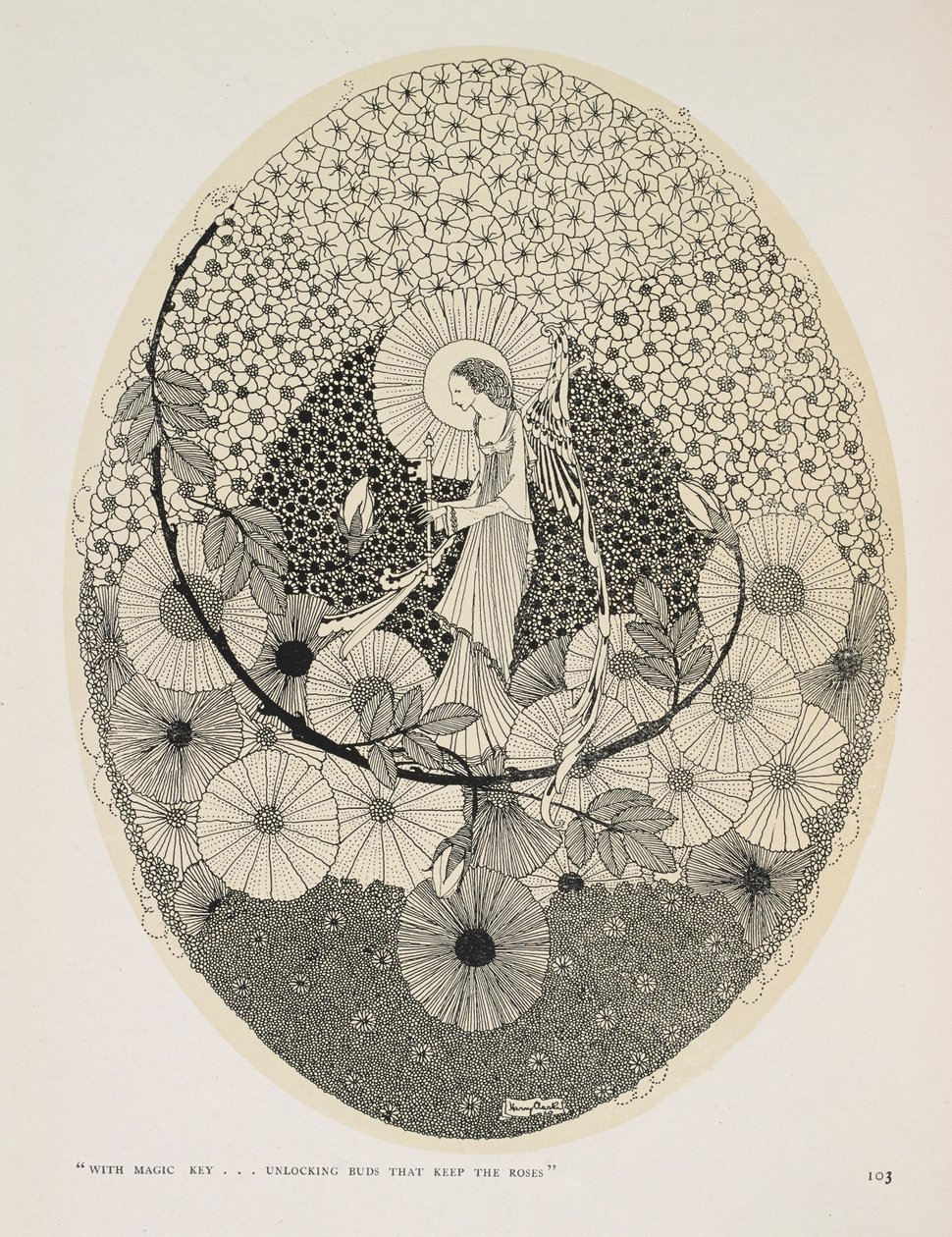 Gelecek Bahara. "Sihirli anahtarla... gülleri tutan tomurcukların kilidini aç." by Harry Clarke