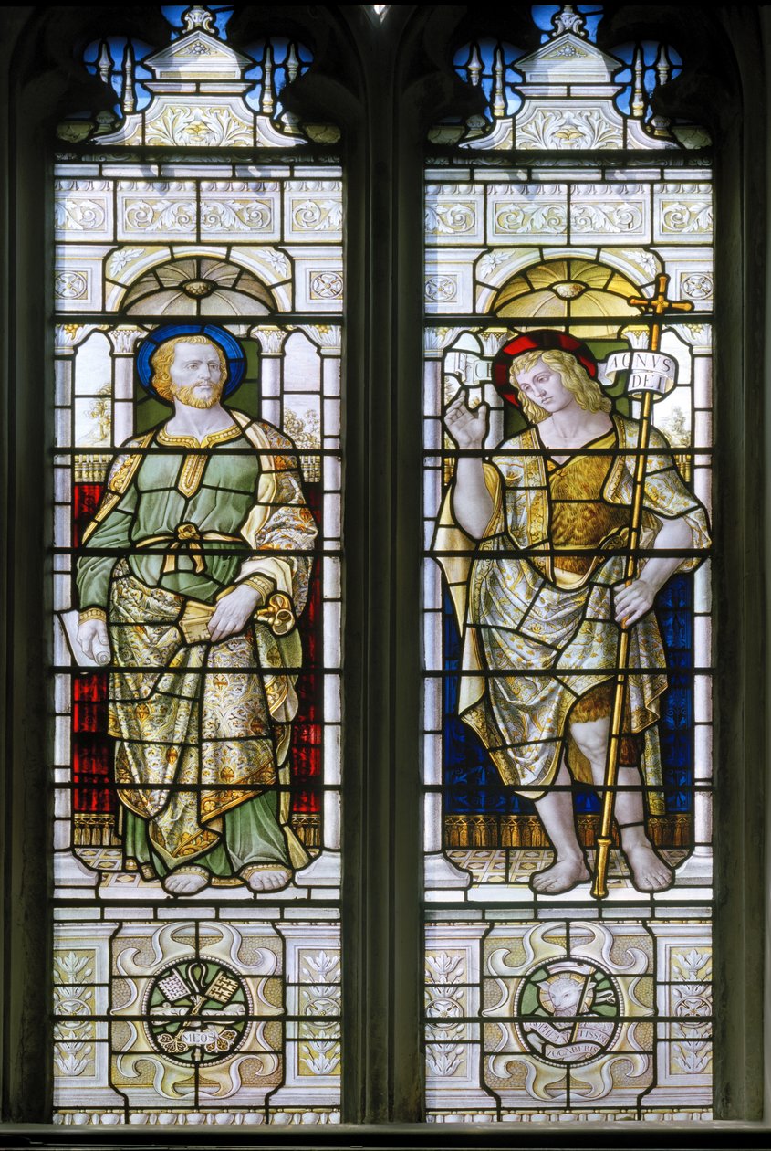 Oxford, Oriel College Şapeli, James Powell & Sons, Harry Ellis Wooldridge, St Peter & John The Baptist, 1885 by Harry Ellis Wooldridge