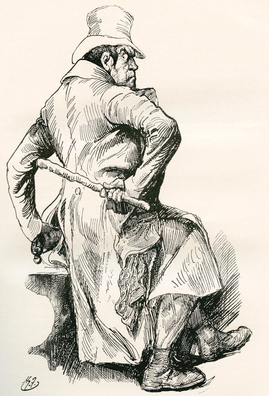 Bil Sikes. Charles Dickens romanı Oliver Twist için Harry Furniss'in çizimi, The Testimonial Edition'dan, 1910'da yayınlandı. by Harry Furniss