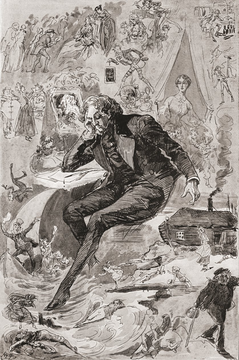 David Copperfield. The Testimonial Edition'dan Charles Dickens romanı David Copperfield için Harry Furniss'in illüstrasyonu, 1910'da yayınlandı. by Harry Furniss