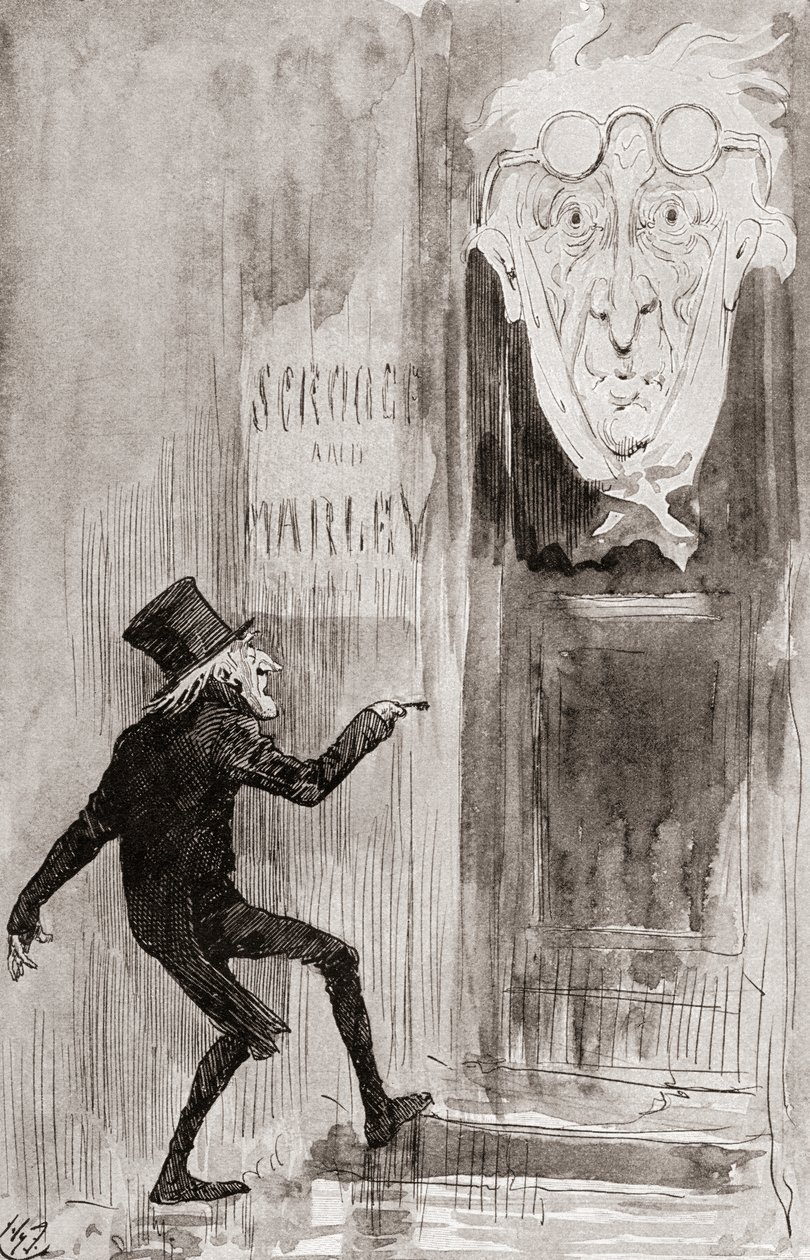 Charles Dickens'ın Noel Kitaplarından Bir Noel Şarkısı için İllüstrasyon by Harry Furniss