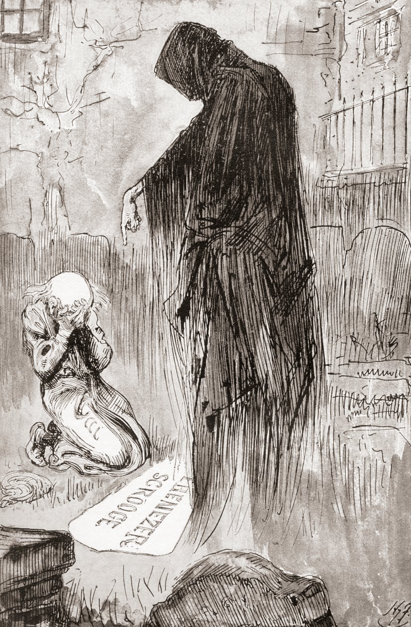 Charles Dickens'ın Noel Kitaplarından Bir Noel Şarkısı için İllüstrasyon by Harry Furniss