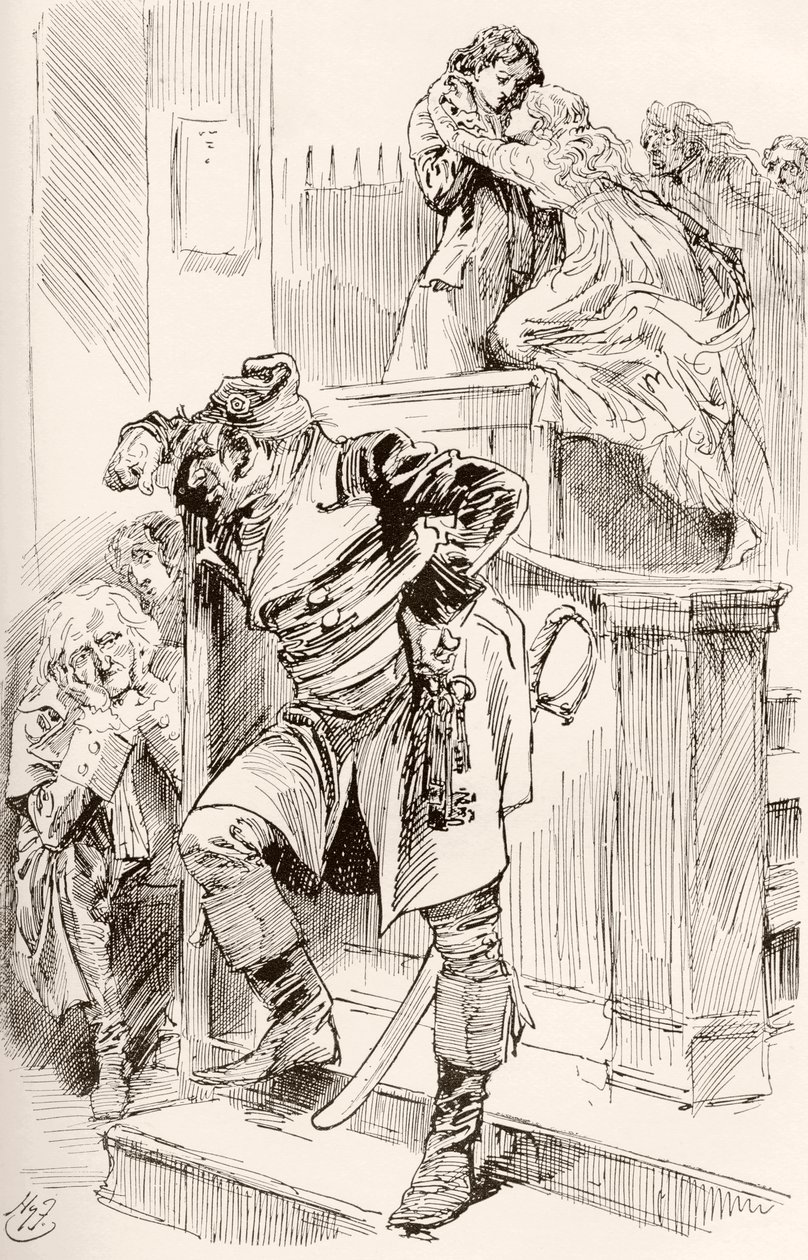 Charles Dickens'ın İki Şehrin Hikayesi Romanı için İllüstrasyon by Harry Furniss