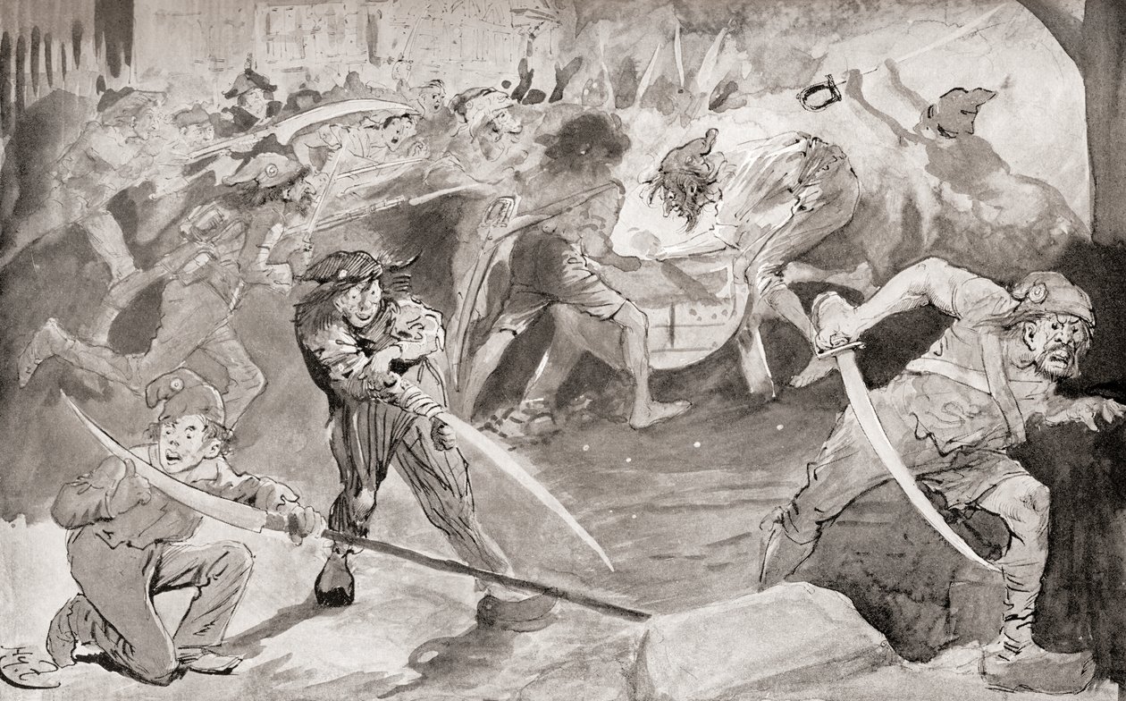 Charles Dickens'ın İki Şehrin Hikayesi Romanı için İllüstrasyon by Harry Furniss