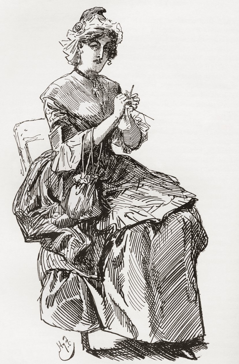 Charles Dickens'ın İki Şehrin Hikayesi Romanı için İllüstrasyon by Harry Furniss
