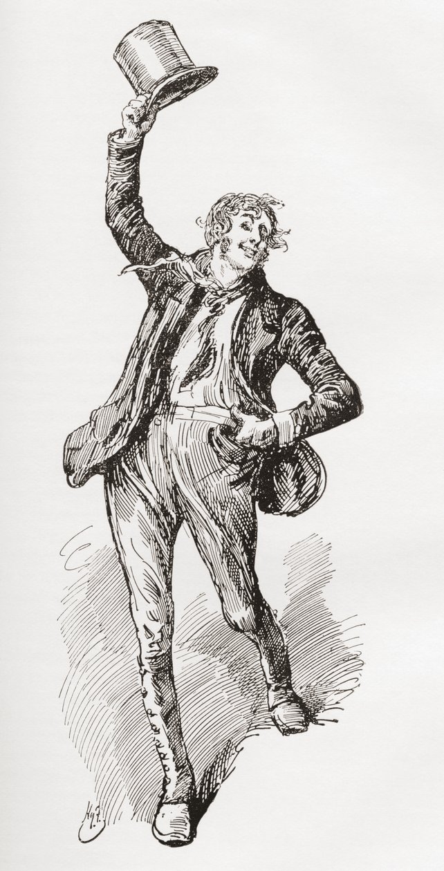 Mark Tapley. Charles Dickens romanı Martin Chuzzlewit için Harry Furniss'in çizimi, The Testimonial Edition'dan, 1910'da yayınlandı. by Harry Furniss