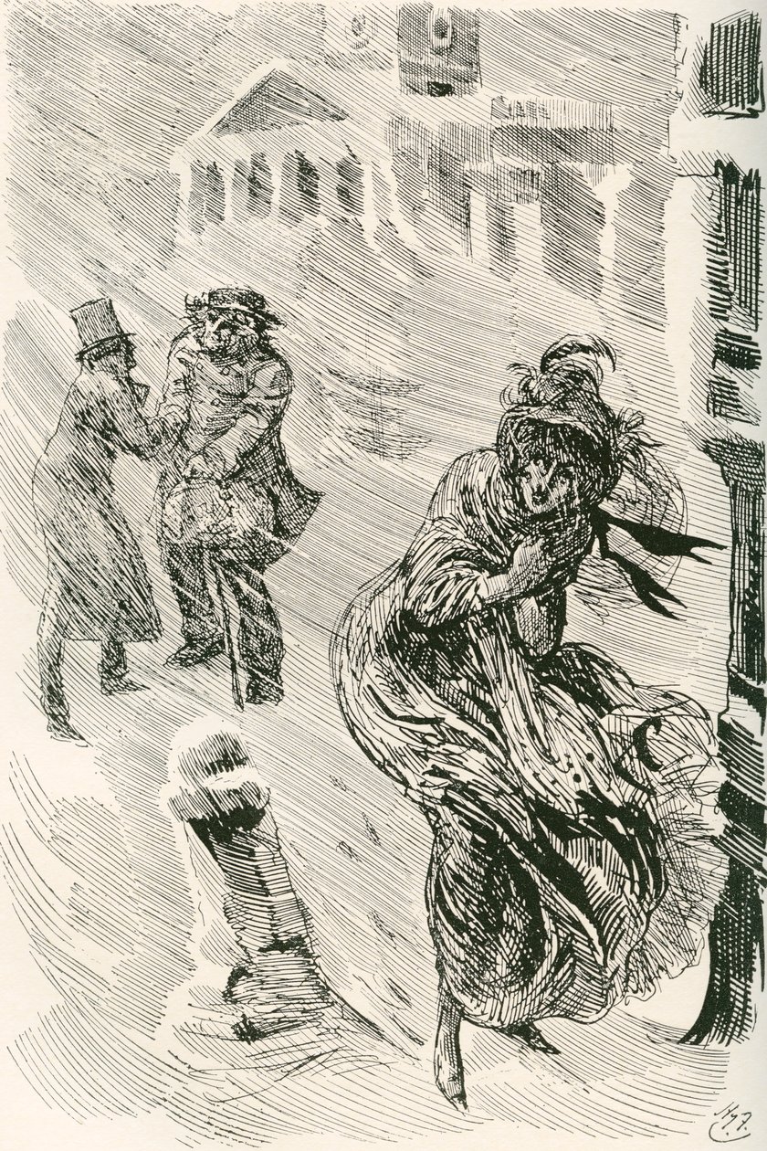 Gezgin Martha. The Testimonial Edition'dan Charles Dickens romanı David Copperfield için Harry Furniss'in illüstrasyonu, 1910'da yayınlandı. by Harry Furniss